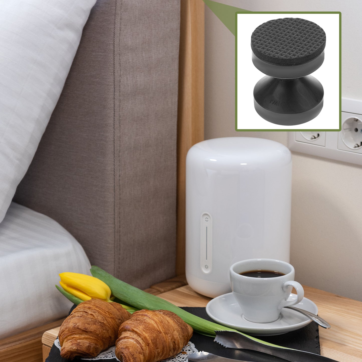 2 Pcs Adjustable Bed Frame Furniture Fall Preventer Stoppers Anti-shake Tool Holder 4.2X4CM Headboard Wall Black Plastic