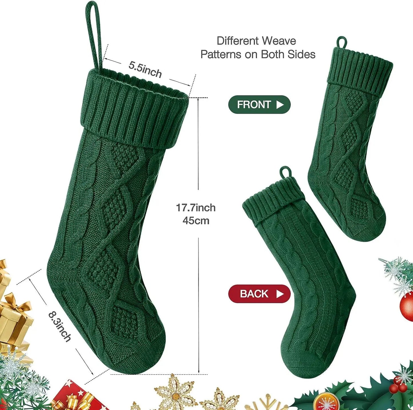 Christmas Stockings For Kids Large Size Cable Knit Stocking Christmas Decorations For Family Party - MAGUSTA BEAUTY