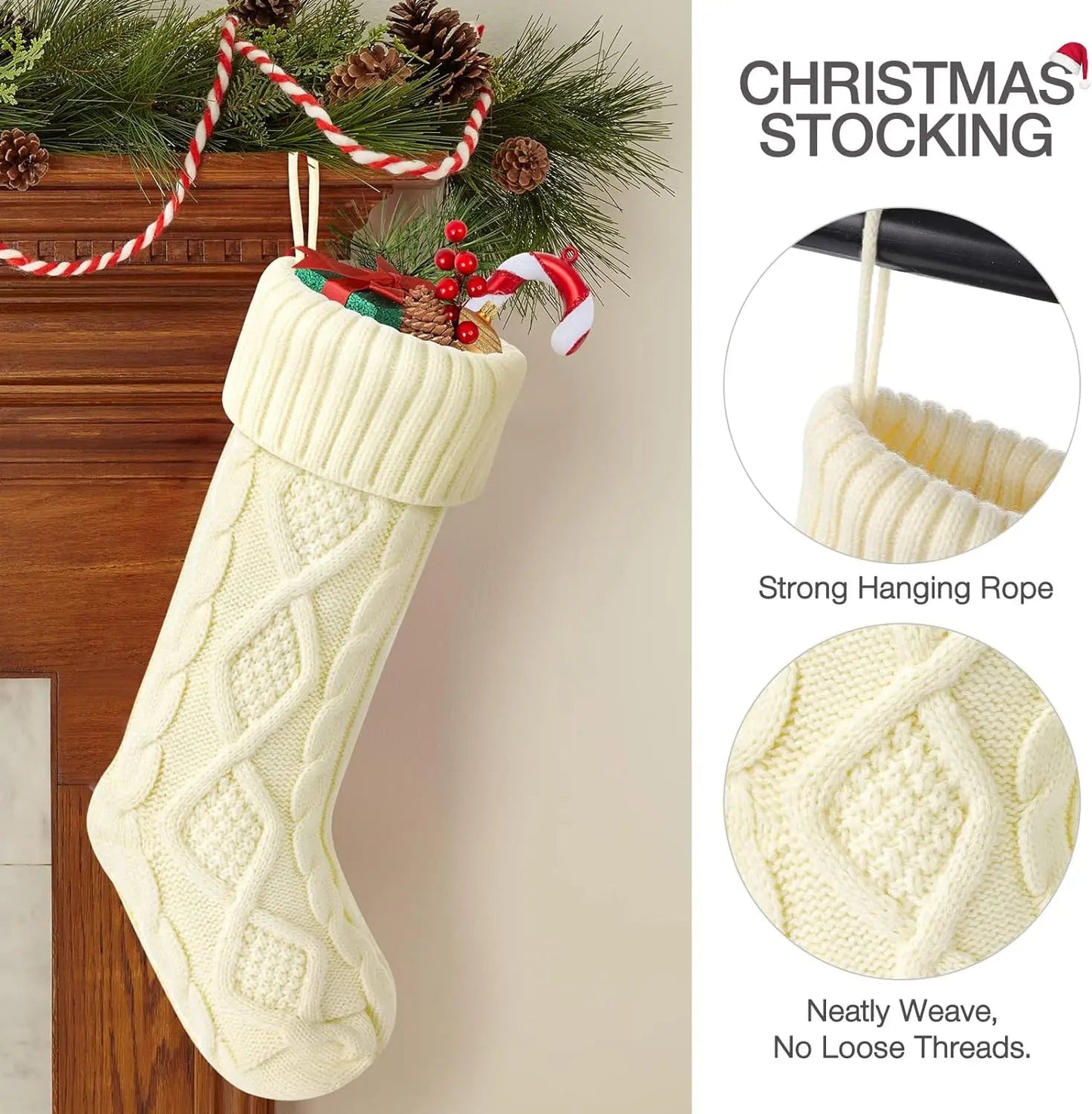 Christmas Stockings For Kids Large Size Cable Knit Stocking Christmas Decorations For Family Party - MAGUSTA BEAUTY