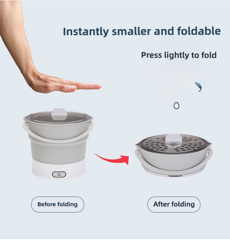 Foldable Electric Cooker 220V Mini Multifunction Hot Pot Food Steamer Cooking Machine for Dormitory Noodle Cooker for Travel