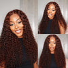 Deep Curly Wigs Human Hair Chocolate Brown 13x4 13x6 Hd Lace Frontal Wig Colored Water Wave Lace Front Wig for Women 30 36 Inch - MAGUSTA BEAUTY