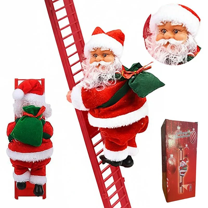 Electric Climbing Santa, Musical Christmas Decoration, Fun Holiday Ladder Toys for Home, Tree, Fireplace, Unique Festive Decor - MAGUSTA BEAUTY