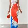Elegant plus - size printed tie - dye dress for women - MAGUSTA BEAUTY