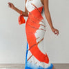 Elegant plus - size printed tie - dye dress for women - MAGUSTA BEAUTY