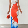Elegant plus - size printed tie - dye dress for women - MAGUSTA BEAUTY