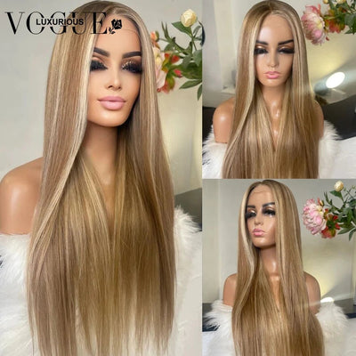 Highlight Brown Honey Blonde Brazilian Virgin Human Hair Lace Closure Wigs Transparent Lace Front Women Wig Pre Plucked On Sale - MAGUSTA BEAUTY