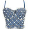 Irene Tinnie Sexy Cute Hole Cartoon Decoration Push Up Bustier Women's Denim Bralette Cropped Top Vest Plus Size - MAGUSTA BEAUTY