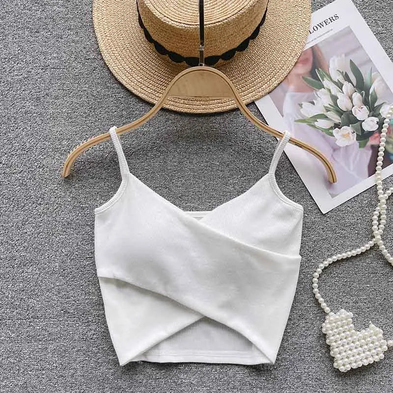  Irregular Casual Sport Camisole Women Strap Design Solid Fashion 2023 Y2K Elegant Ladies Chic Slim Tank Tops - MAGUSTA BEAUTY