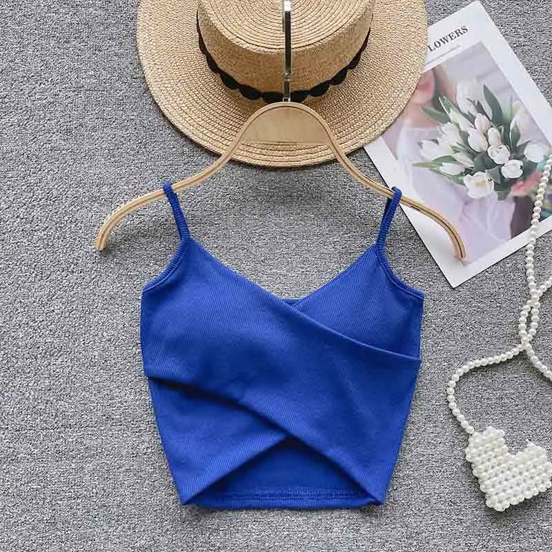  Irregular Casual Sport Camisole Women Strap Design Solid Fashion 2023 Y2K Elegant Ladies Chic Slim Tank Tops - MAGUSTA BEAUTY