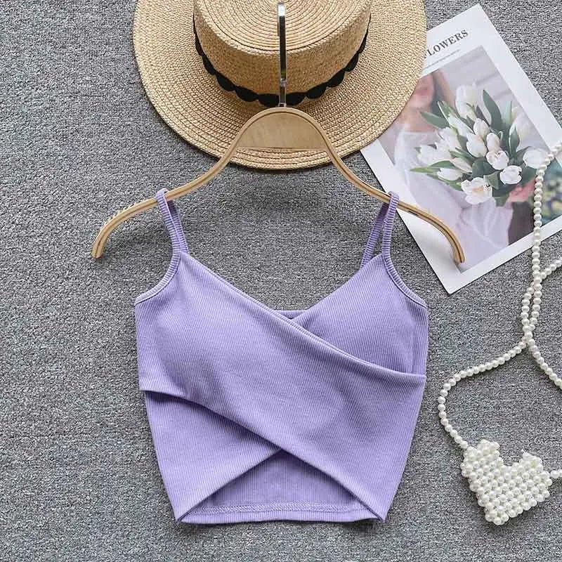  Irregular Casual Sport Camisole Women Strap Design Solid Fashion 2023 Y2K Elegant Ladies Chic Slim Tank Tops - MAGUSTA BEAUTY