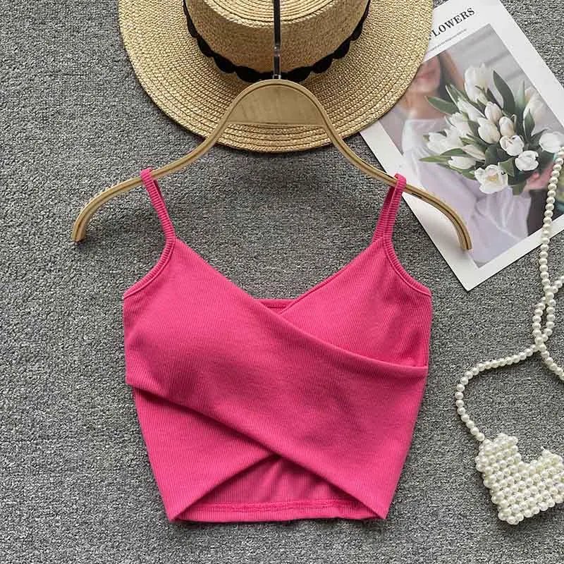  Irregular Casual Sport Camisole Women Strap Design Solid Fashion 2023 Y2K Elegant Ladies Chic Slim Tank Tops - MAGUSTA BEAUTY