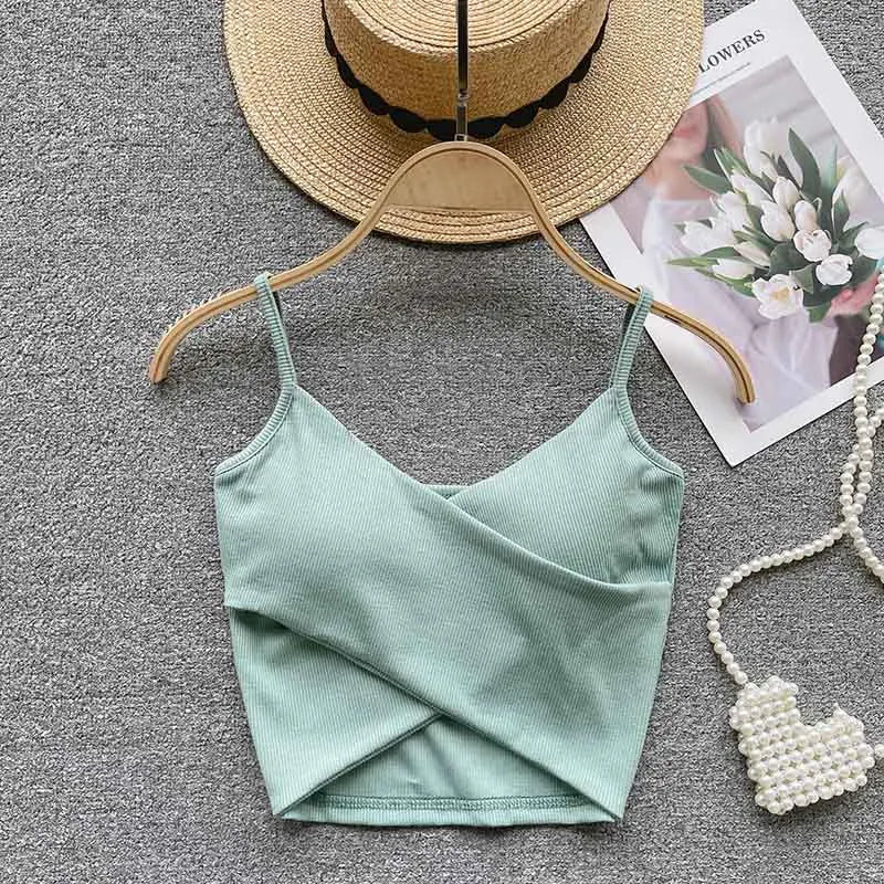  Irregular Casual Sport Camisole Women Strap Design Solid Fashion 2023 Y2K Elegant Ladies Chic Slim Tank Tops - MAGUSTA BEAUTY