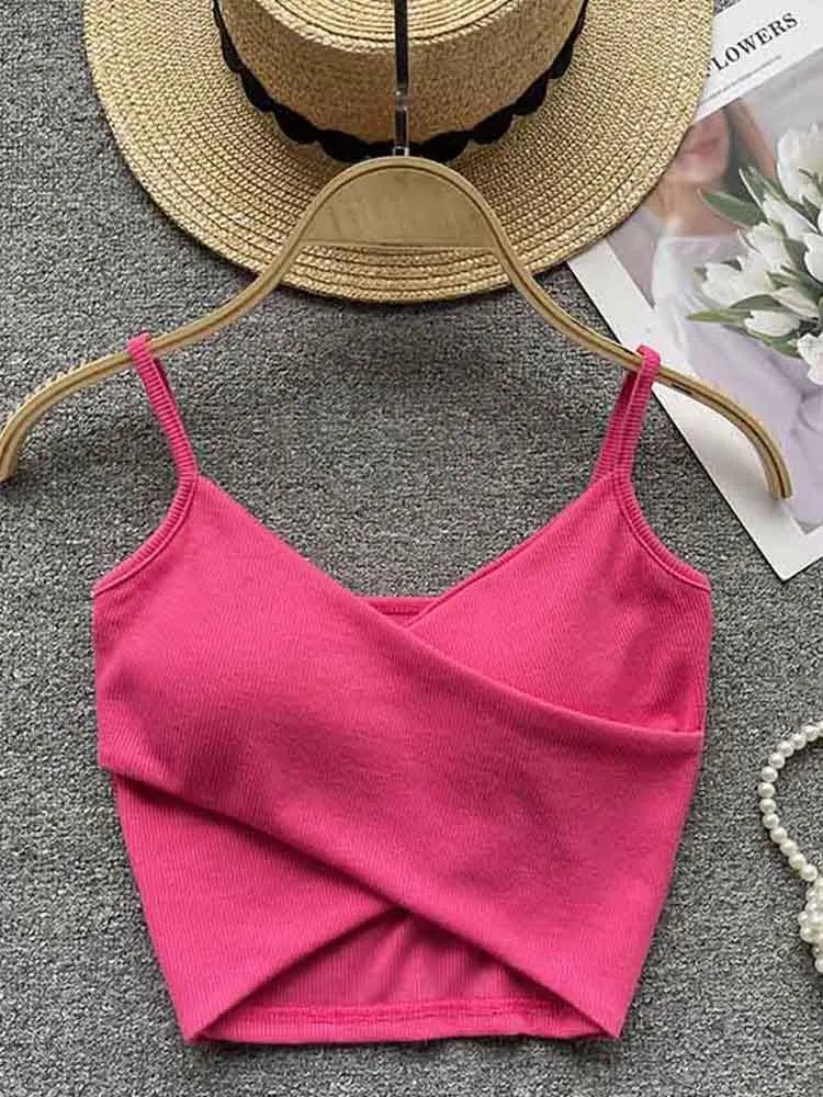  Irregular Casual Sport Camisole Women Strap Design Solid Fashion 2025 Y2K Elegant Ladies Chic Slim Tank Tops - MAGUSTA BEAUTY
