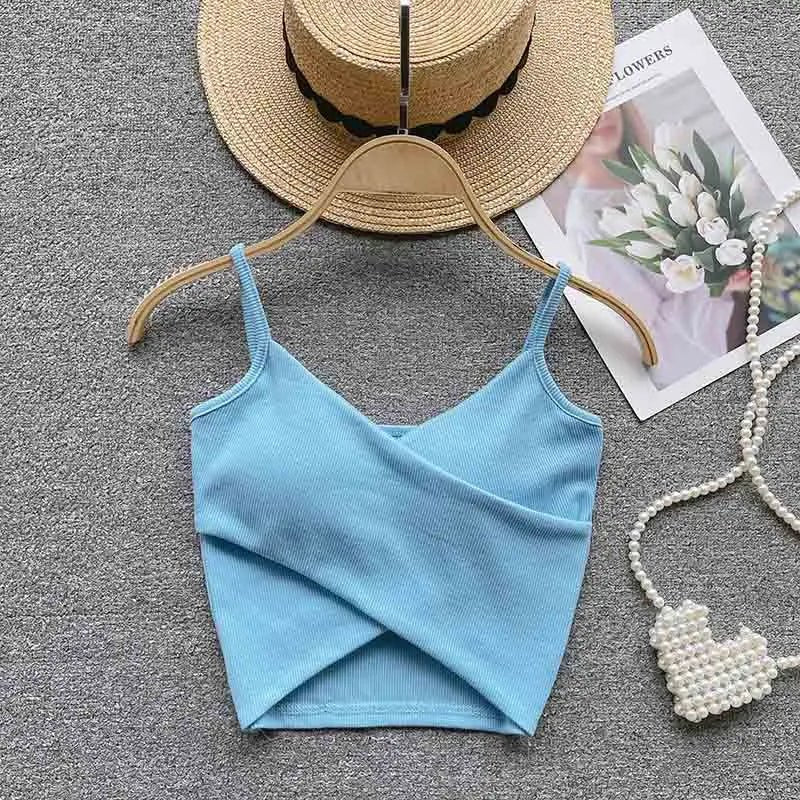  Irregular Casual Sport Camisole Women Strap Design Solid Fashion 2025 Y2K Elegant Ladies Chic Slim Tank Tops - MAGUSTA BEAUTY