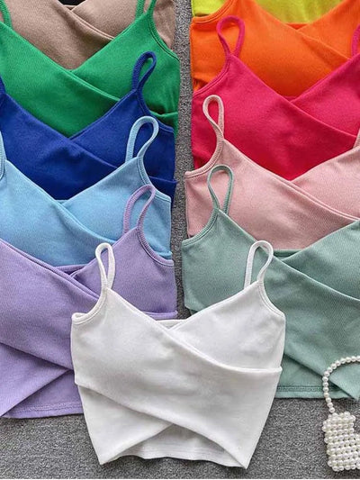 Unregelmäßiges lässiges Sport-Cami-Top Damen Riemchen-Design Unifarben Fashion 2025 Y2K Elegante Damen schicke schmale Tank Tops