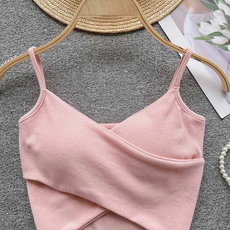  Irregular Casual Sport Camisole Women Strap Design Solid Fashion 2025 Y2K Elegant Ladies Chic Slim Tank Tops - MAGUSTA BEAUTY