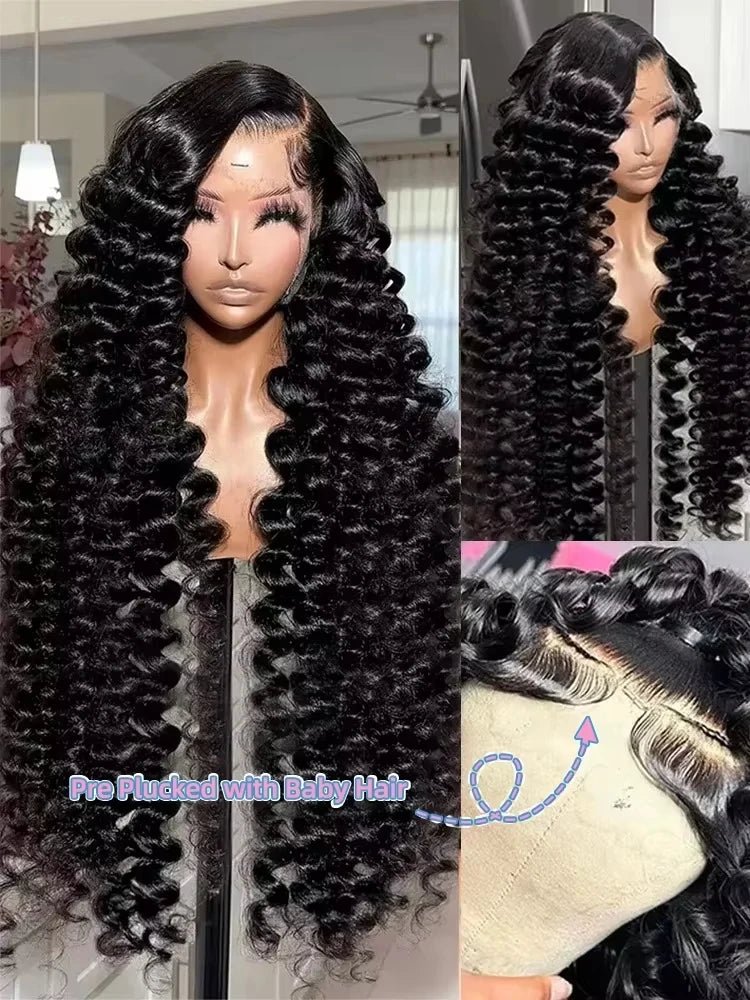 Mossily 220 Density Loose Wave 13x4 HD Lace Front Wig 40 Inch Brazilian Curly Deep Wave 13x6 Lace Frontal Human Hair Wigs Women - MAGUSTA BEAUTY
