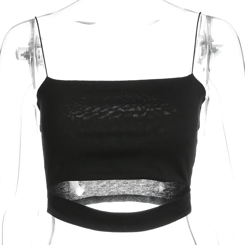 New Fashion Hot Sexy Women Summer Sexy Casual Sleeveless Cut - Out Short Tee Shirt Crop Top Vest Strap Tank Top Blouse - MAGUSTA BEAUTY