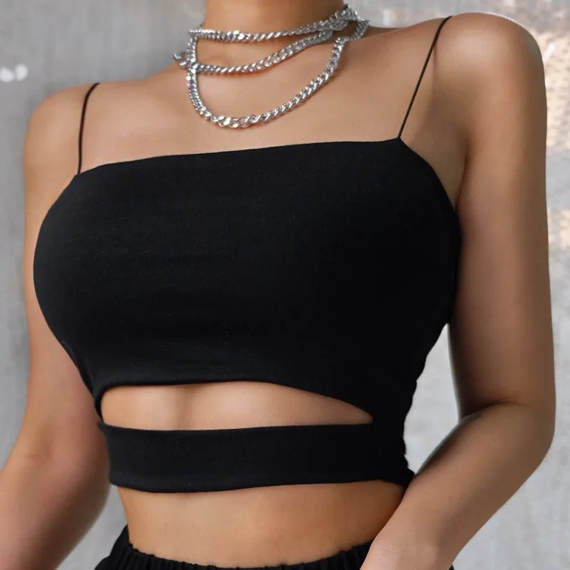 New Fashion Hot Sexy Women Summer Sexy Casual Sleeveless Cut - Out Short Tee Shirt Crop Top Vest Strap Tank Top Blouse - MAGUSTA BEAUTY