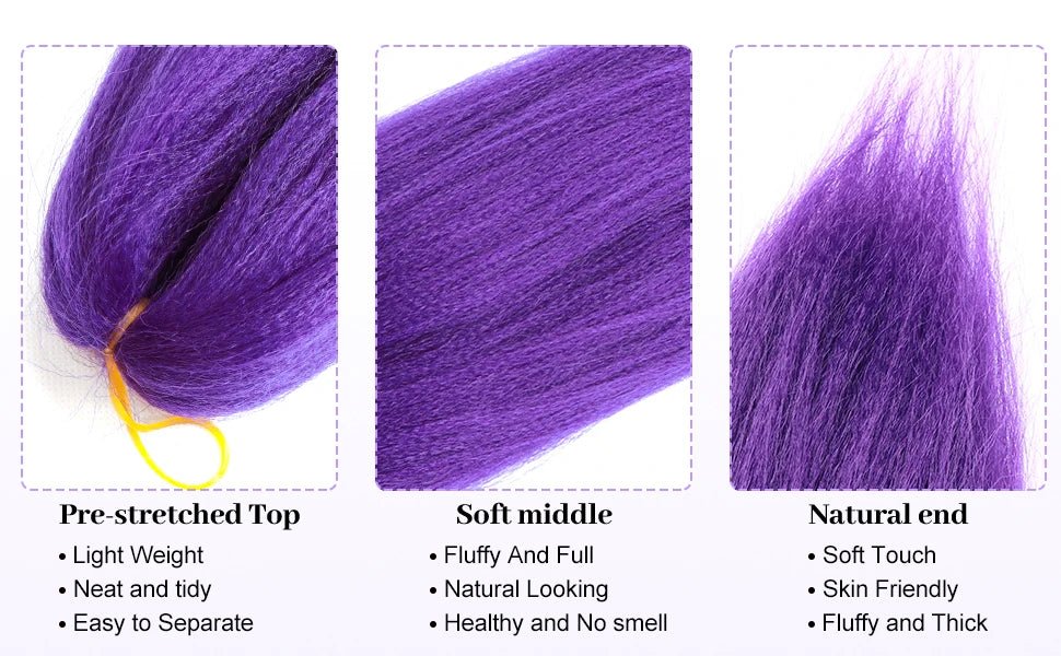 Purple Braiding Hair Pre Stretched Long Synthetic Braiding hair Extensions for Stage Party Halloween Costume Cosplay - MAGUSTA BEAUTY