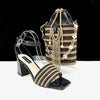 QSGFC Newest Black Color Personalized Design Rhinestone Decoration High Heel Peep Toe Banquet Ladies Shoes And Bag Set - MAGUSTA BEAUTY