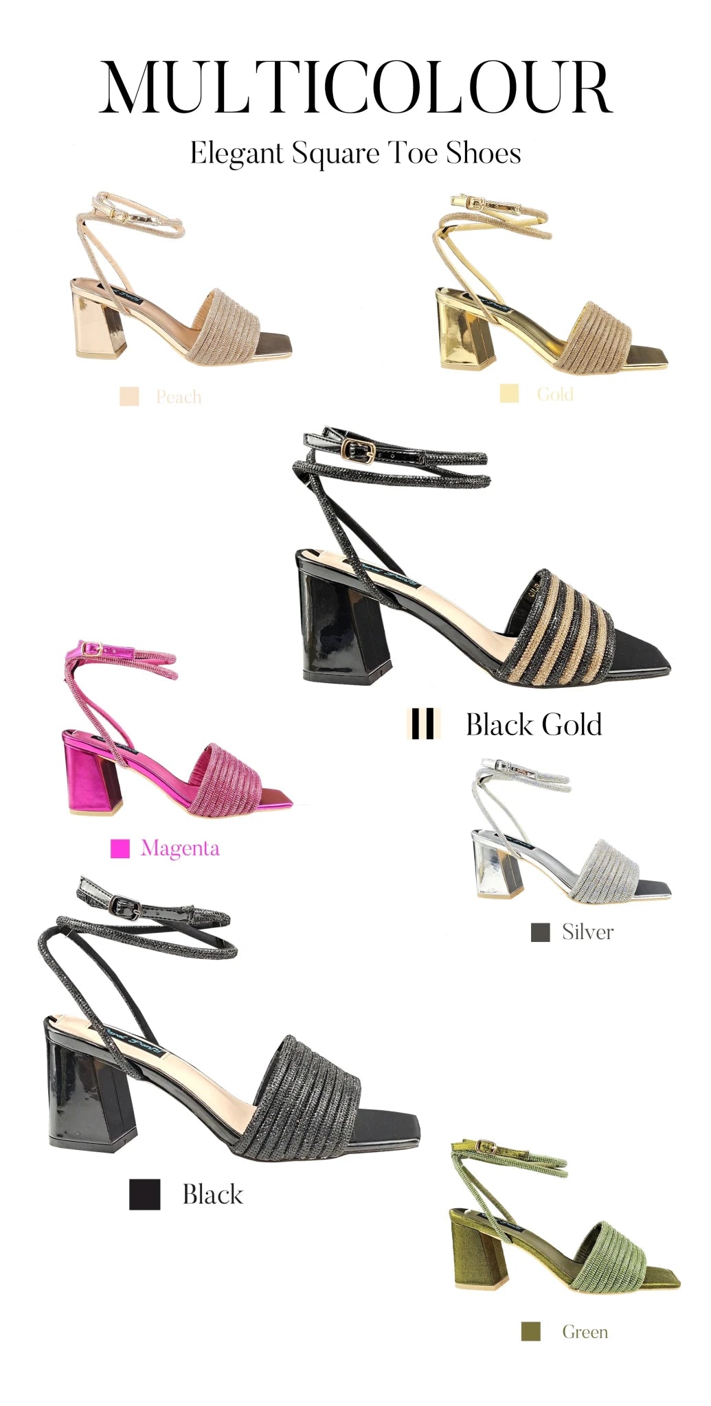 QSGFC Newest Black Color Personalized Design Rhinestone Decoration High Heel Peep Toe Banquet Ladies Shoes And Bag Set - MAGUSTA BEAUTY