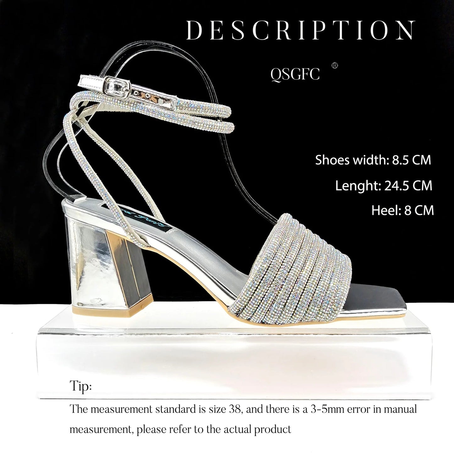QSGFC Newest Black Color Personalized Design Rhinestone Decoration High Heel Peep Toe Banquet Ladies Shoes And Bag Set - MAGUSTA BEAUTY