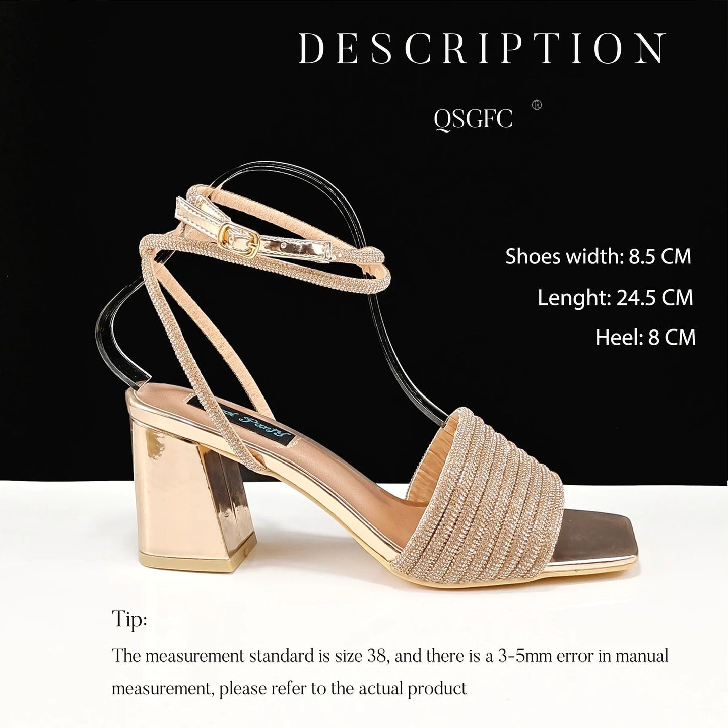 QSGFC Newest Black Color Personalized Design Rhinestone Decoration High Heel Peep Toe Banquet Ladies Shoes And Bag Set - MAGUSTA BEAUTY