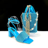 QSGFC Newest Black Color Personalized Design Rhinestone Decoration High Heel Peep Toe Banquet Ladies Shoes And Bag Set - MAGUSTA BEAUTY