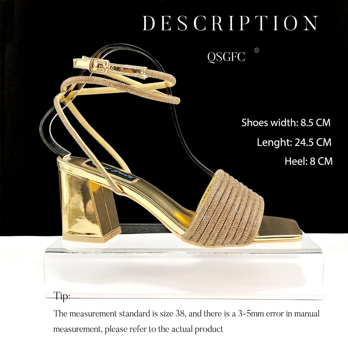 QSGFC Newest Black Color Personalized Design Rhinestone Decoration High Heel Peep Toe Banquet Ladies Shoes And Bag Set - MAGUSTA BEAUTY
