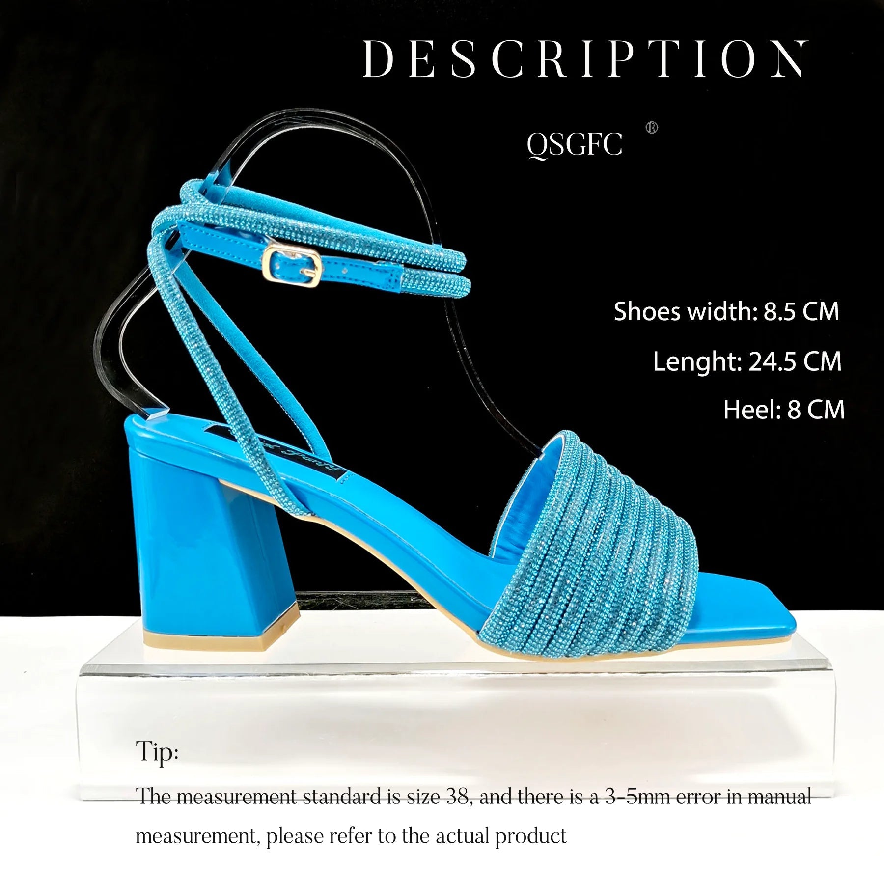 QSGFC Newest Black Color Personalized Design Rhinestone Decoration High Heel Peep Toe Banquet Ladies Shoes And Bag Set - MAGUSTA BEAUTY