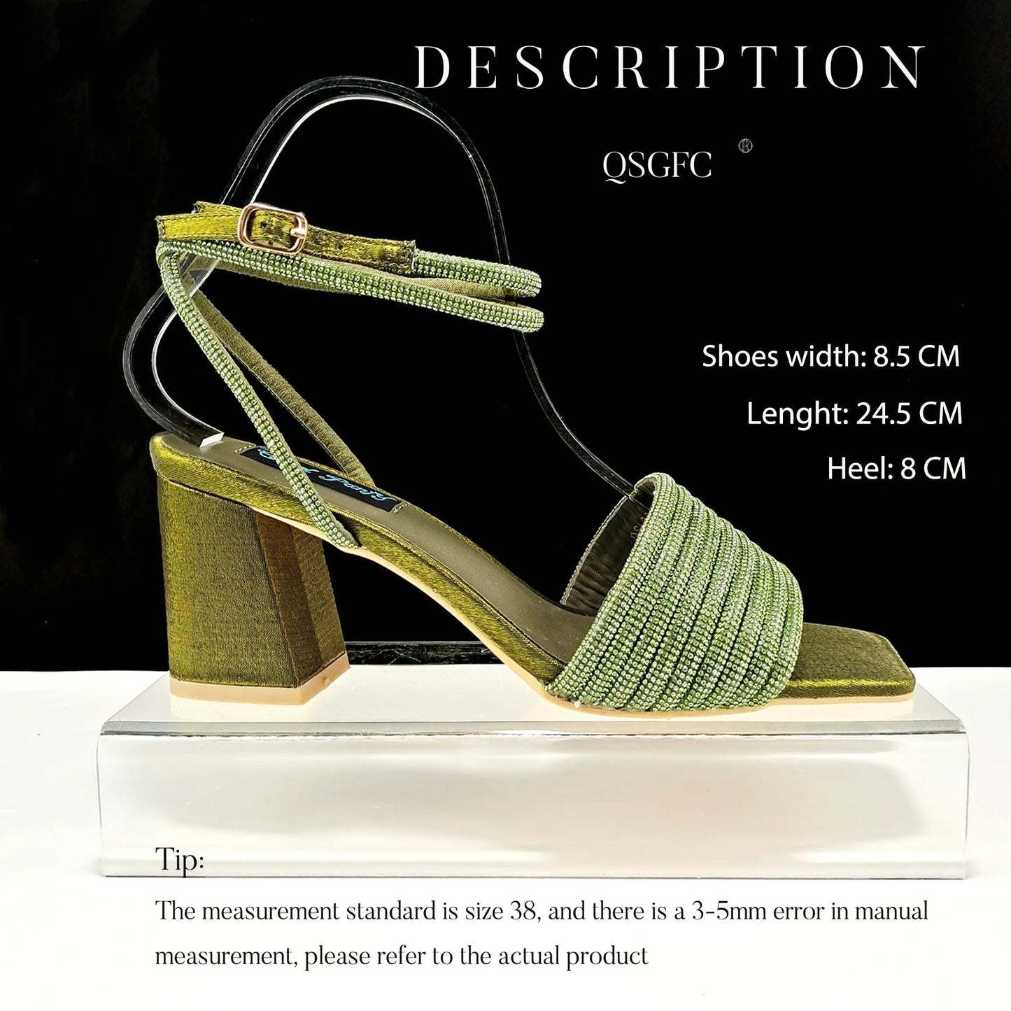 QSGFC Newest Black Color Personalized Design Rhinestone Decoration High Heel Peep Toe Banquet Ladies Shoes And Bag Set - MAGUSTA BEAUTY