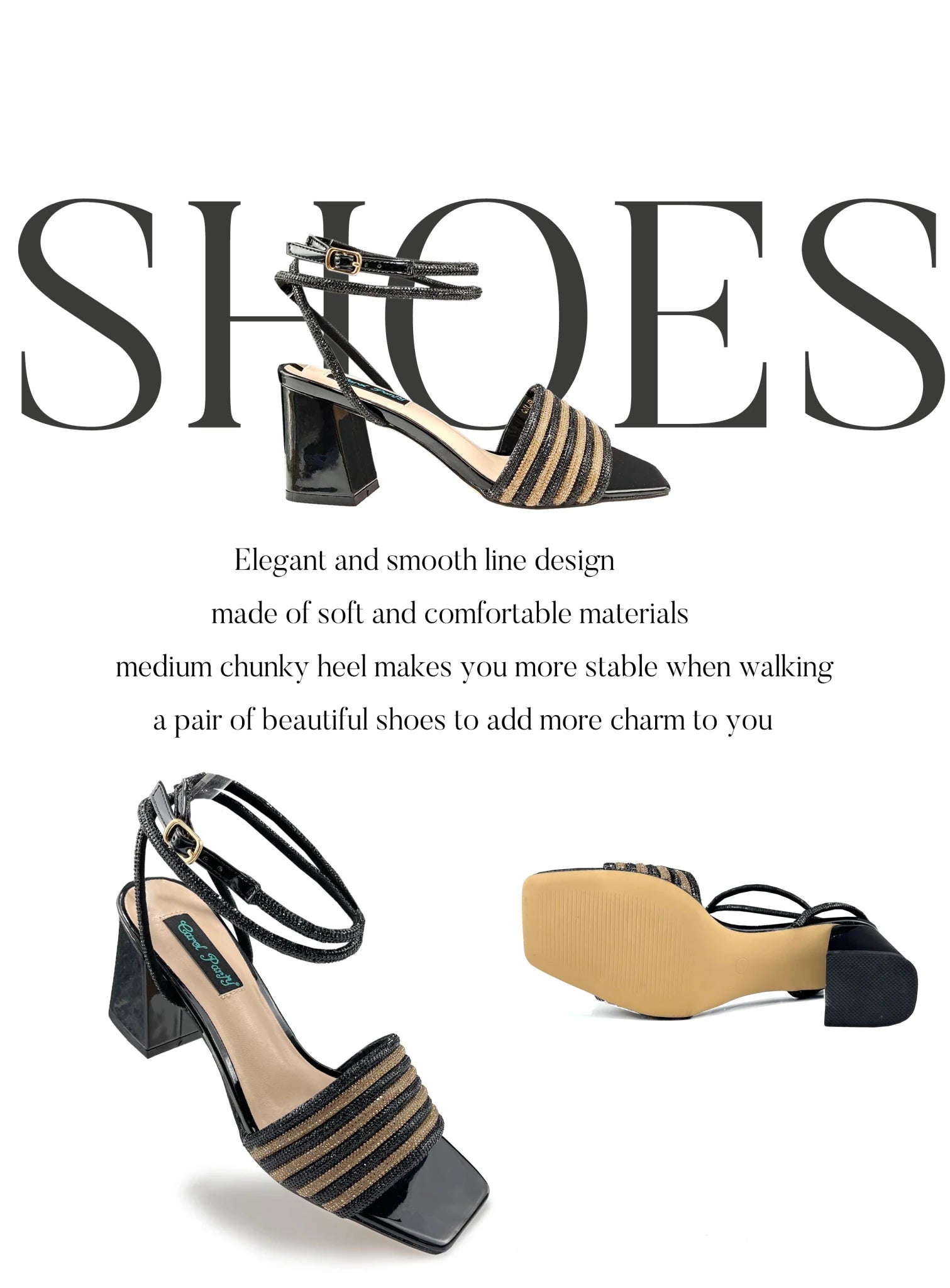 QSGFC Newest Black Color Personalized Design Rhinestone Decoration High Heel Peep Toe Banquet Ladies Shoes And Bag Set - MAGUSTA BEAUTY