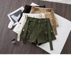 Retro Army Green Work Wear Denim Shorts New Summer Cool Girl Chic Belt Pocket Design High Waist Dance Ultra Short Hot Pants - MAGUSTA BEAUTY