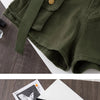 Retro Army Green Work Wear Denim Shorts New Summer Cool Girl Chic Belt Pocket Design High Waist Dance Ultra Short Hot Pants - MAGUSTA BEAUTY