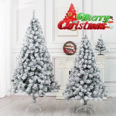 Snowy Flocked Christmas Tree PVC Realistic Frosted Pine with Artificial Snow Perfect for Store Window Displays Holiday Decor - MAGUSTA BEAUTY