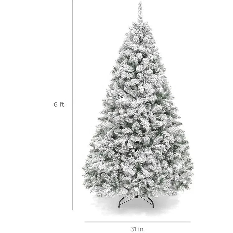 Snowy Flocked Christmas Tree PVC Realistic Frosted Pine with Artificial Snow Perfect for Store Window Displays Holiday Decor - MAGUSTA BEAUTY