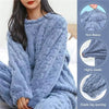 Soft Coral Velvet Jacquard Warm Pajama Set for Women Cozy Loungewear Outerwear for Winter Christmas Back to School Gift ﻿ - MAGUSTA BEAUTY