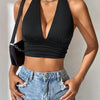 Solid Color Grunge Punk Backless Halter Top Women Summer 2024 Sexy Sleeveless Deep V - neck Crop Tops Streetwear Y2K Clothes - MAGUSTA BEAUTY