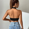 Solid Color Grunge Punk Backless Halter Top Women Summer 2024 Sexy Sleeveless Deep V - neck Crop Tops Streetwear Y2K Clothes - MAGUSTA BEAUTY