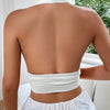 Solid Color Grunge Punk Backless Halter Top Women Summer 2024 Sexy Sleeveless Deep V - neck Crop Tops Streetwear Y2K Clothes - MAGUSTA BEAUTY