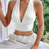 Solid Color Grunge Punk Backless Halter Top Women Summer 2024 Sexy Sleeveless Deep V - neck Crop Tops Streetwear Y2K Clothes - MAGUSTA BEAUTY