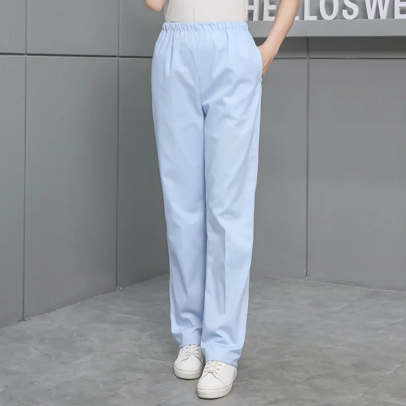 Solid Color Work Pants High Quality Women's Elastic Waist Doctor White Scrub Pants Spring Autumn Nurse Dental Care Uniform Pants - MAGUSTA BEAUTY