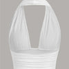 Solid White Backless Crop Halter Top Women Summer Y2K Club Grunge Clothes Deep V - neck Backless Sleeveless Tank Top Streetwear - MAGUSTA BEAUTY