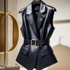 Spring Summer Jacket Vest Color Block Coffee Sleeveless Blazers Waistcoat Retro Female Outerwear All - match Fashion Office Lady - MAGUSTA BEAUTY