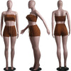 Summer New Solid Color Lace Up Tracksuits Women Sleeveless Backless Tube And Shorts Two Piece Sets Casual 2pcs Outfits - MAGUSTA BEAUTY