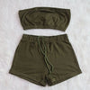 Summer New Solid Color Lace Up Tracksuits Women Sleeveless Backless Tube And Shorts Two Piece Sets Casual 2pcs Outfits - MAGUSTA BEAUTY