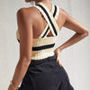 Summer New Women Sexy Casual Colorblock Crisscross Backless Halter Knit Crop Tops Femme Slim Stretch Sleeveless Y2k Tank Tee - MAGUSTA BEAUTY