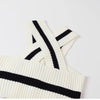 Summer New Women Sexy Casual Colorblock Crisscross Backless Halter Knit Crop Tops Femme Slim Stretch Sleeveless Y2k Tank Tee - MAGUSTA BEAUTY