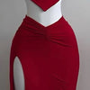 The 2025 summer new women's sexy slit strapless solid color half skirt fashion set - MAGUSTA BEAUTY